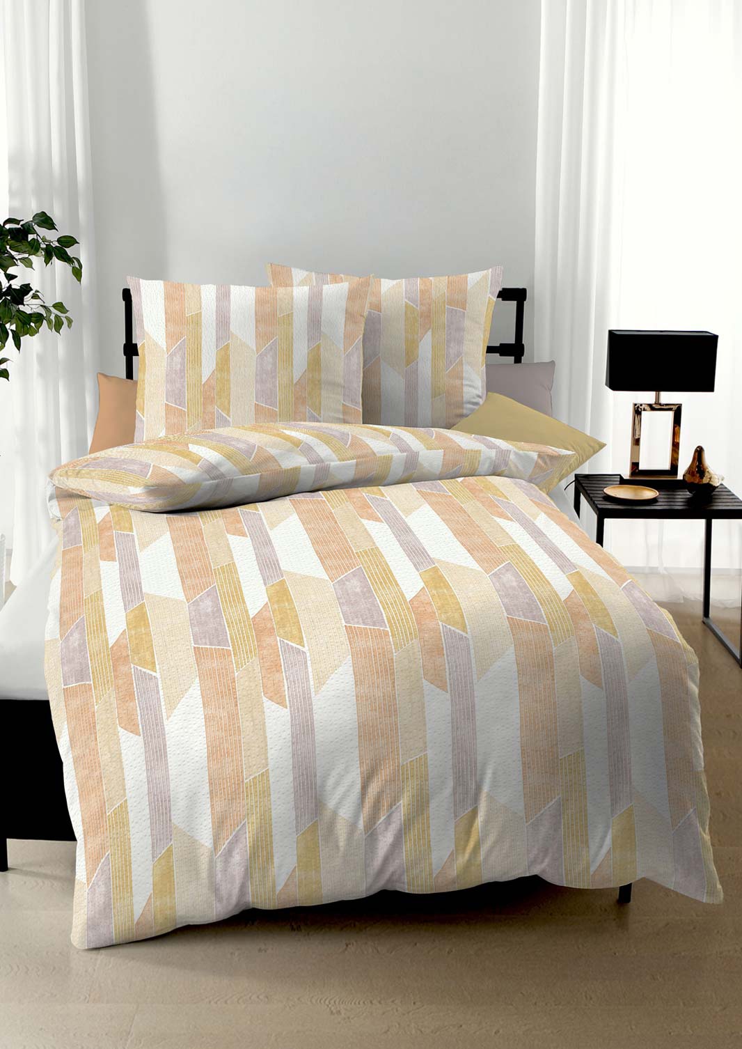 Bettwäsche Seersucker bedruckt 80x80/135x200cm sonne