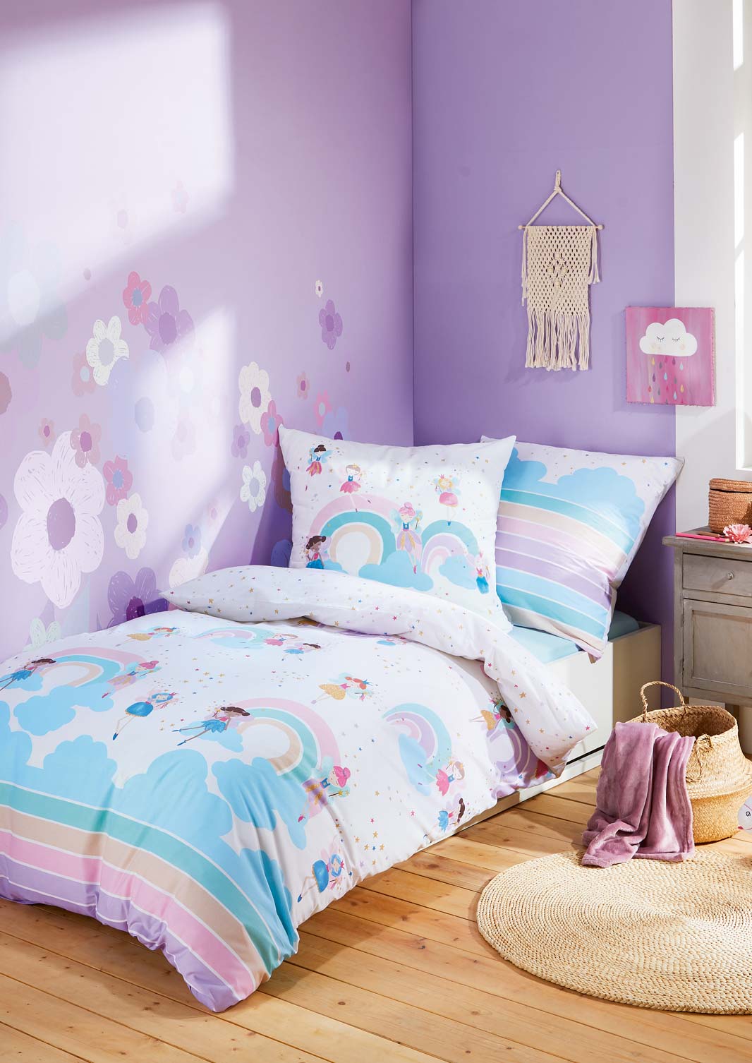 Kinder-Bettwäsche Rainbow Fairies Baumwolle bedruckt, 80x80/135x200 cm 