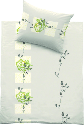 Bettwäsche Renforcé bedruckt - Kissenbezug 80x80 cm 0012 Rose_Ranke silber