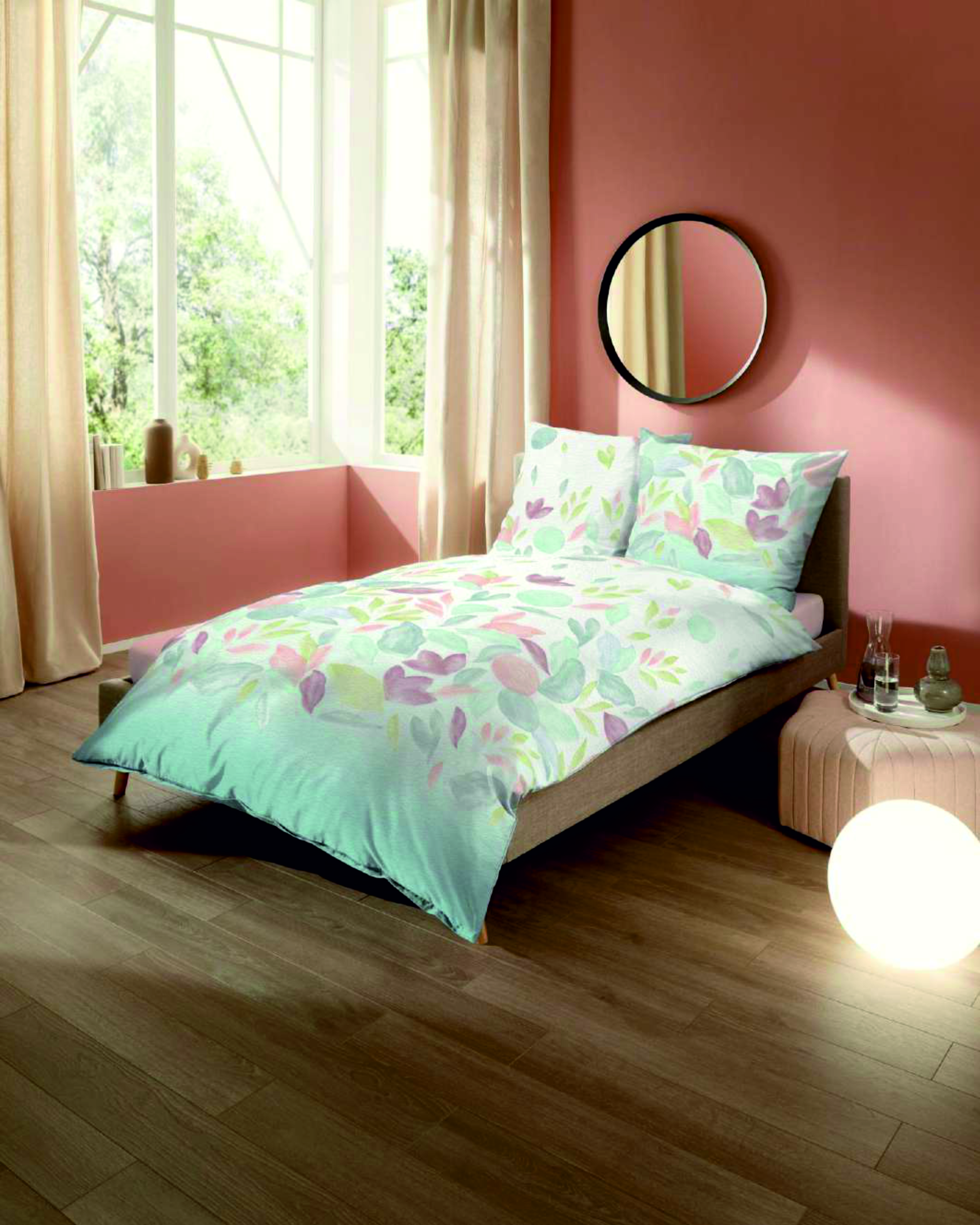 Bettwäsche Seersucker bedruckt 80x80/135x200cm mint