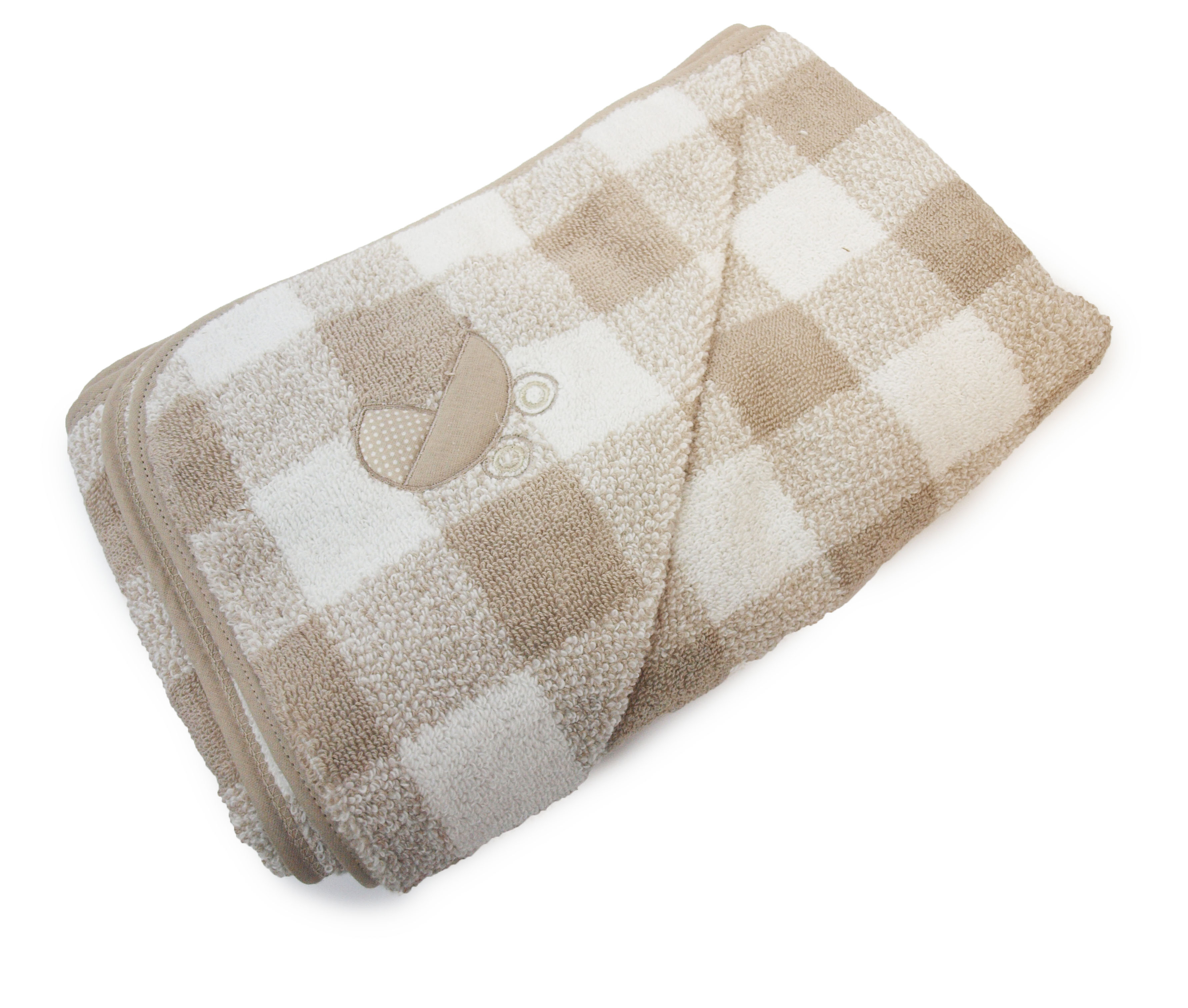 Kapuzenbadetuch Edel-Baumwolle Karo braun